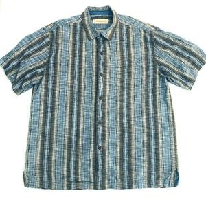 Tommy Bahama Men's Short Sleeve Striped Silk Large
